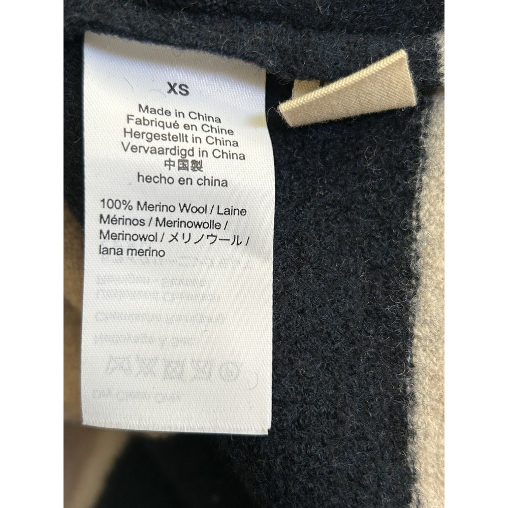 Madewell Ballard Striped Sweater Coat XS Merino Wool Tan Navy Cardigan $198 - Picture 7 of 7